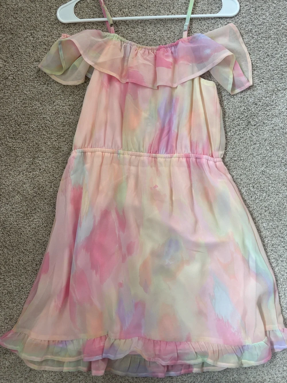 Children’s Place Girls' Pastel Pink Watercolor Ruffle Sundress - Picture 2 of 7